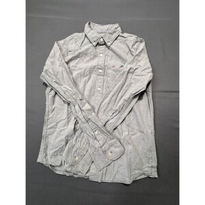 Hollister Mens Button Down Shirt Gray Chambray Long Sleeve Classic Fit Size S‎